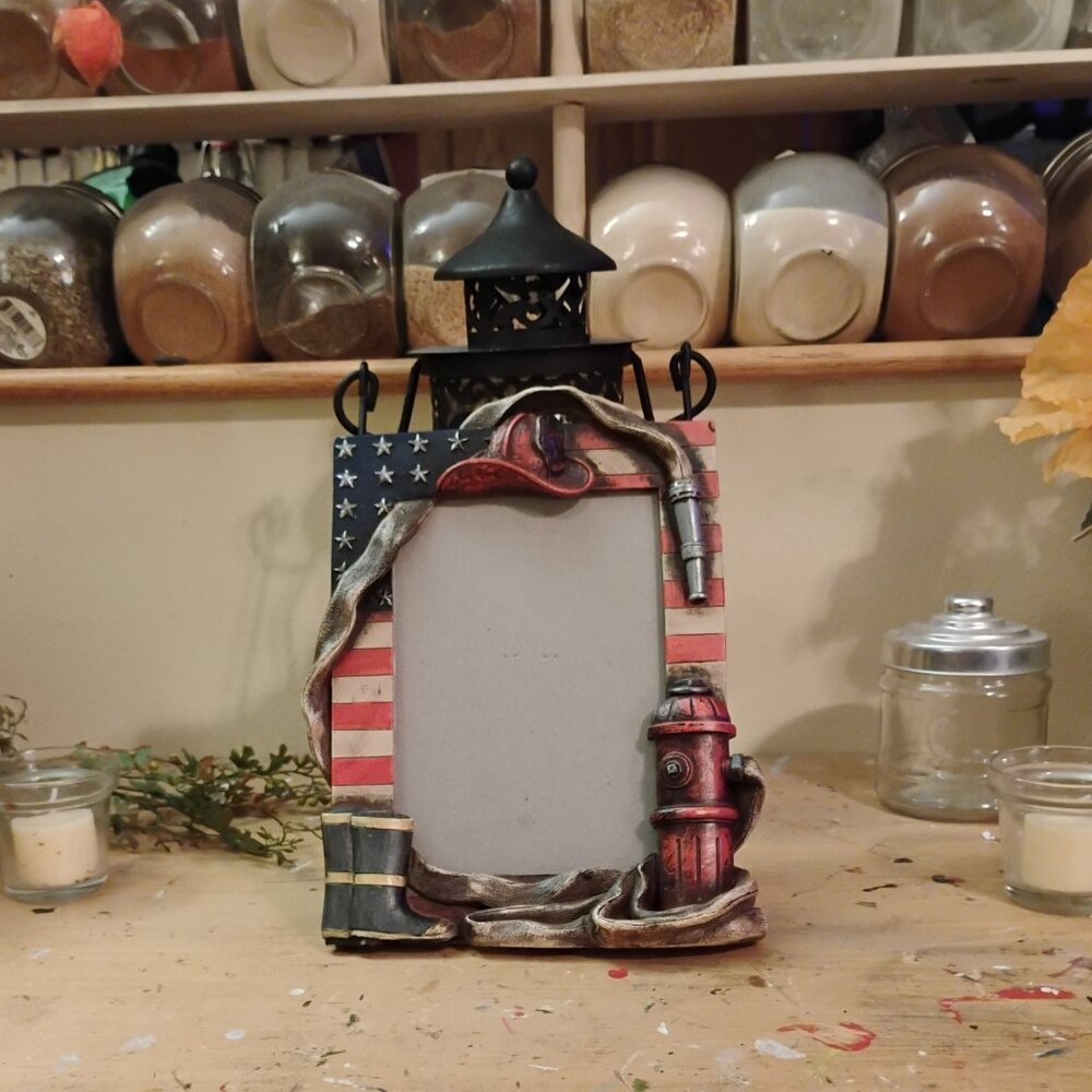 Very Striking Firefighter Picture Frame - Retired Hobby Lobby Frame